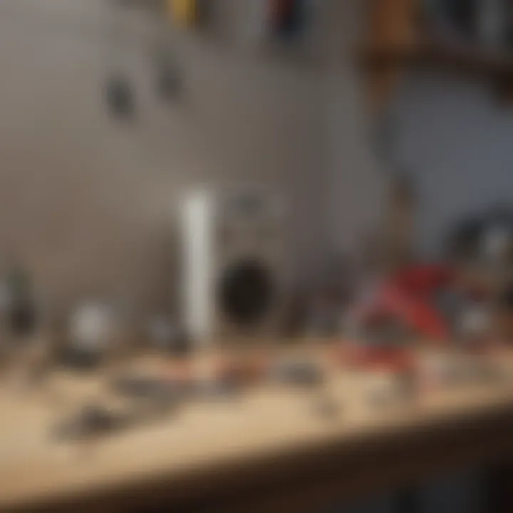 An array of electrical tools and materials necessary for installing an electrical outlet.