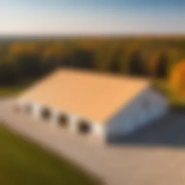 Aerial view of a 20x20 pole barn kit construction