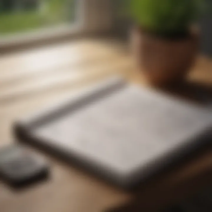 A calculator and notebook on a table, symbolizing budgeting for lawn projects.