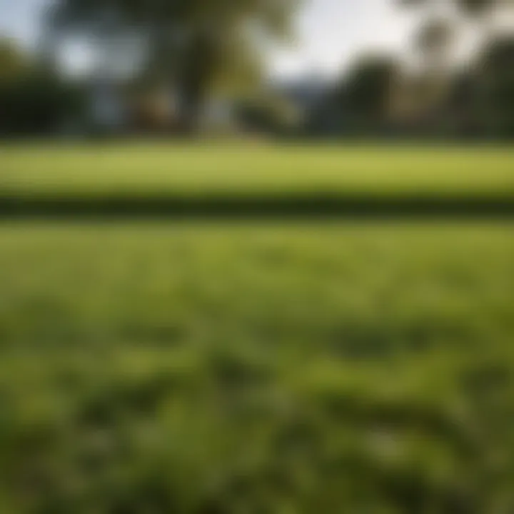 A side-by-side comparison of a well-maintained lawn versus a patchy lawn.