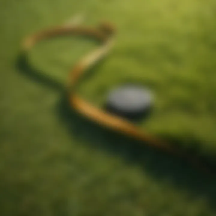 A measuring tape laid out on a freshly mowed lawn to illustrate coverage.