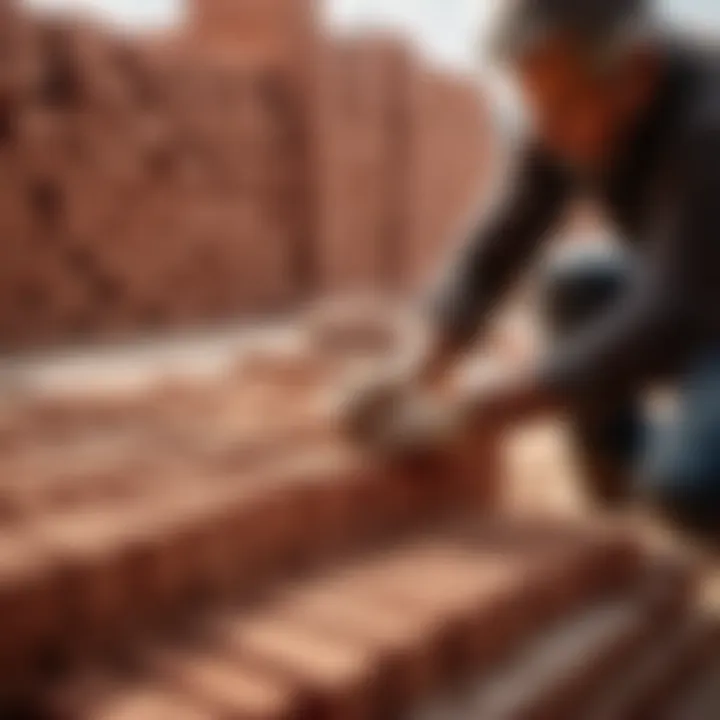 Artisan crafting custom-made bricks for wall construction