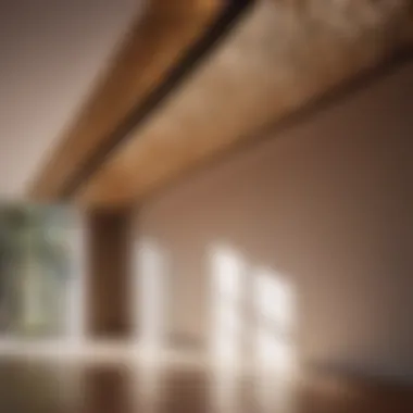 Artistic arrangement of hollow beams in contemporary ceiling