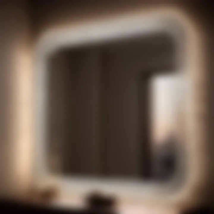 Artistic custom cut mirror reflecting light patterns
