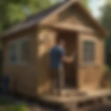 Skilled Craftsman Building a 12x16 Shed Shed construction worker assembling structure