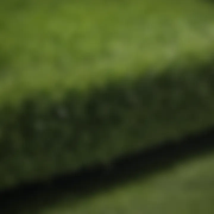 Close-up view of the seams and edges of installed artificial grass.