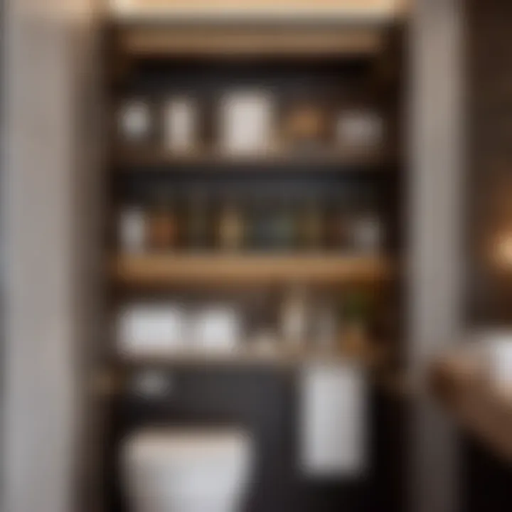 Innovative shelving ideas for behind toilet cabinet