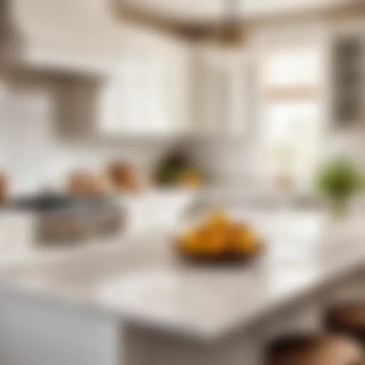 Engineered quartz countertop in a bright and airy kitchen