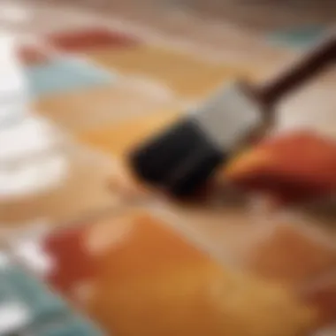 Brush strokes on tiled surface