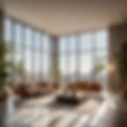 Interior design concept with natural light streaming through windows