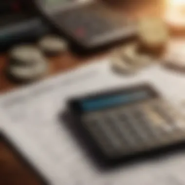 Calculator and dollar signs representing real estate costs