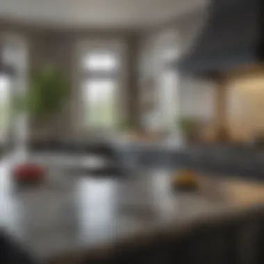 Stylish kitchen featuring painted granite countertops