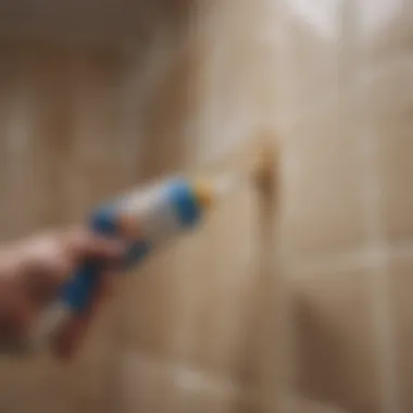 Caulk application in bathroom