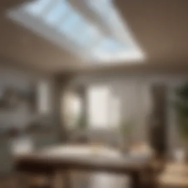 Different types of skylight shades displayed on a table