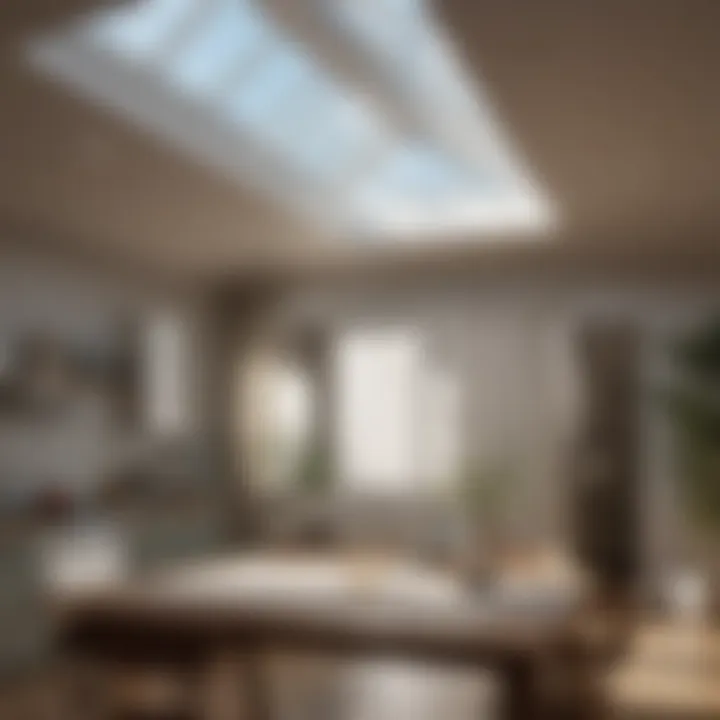 Different types of skylight shades displayed on a table