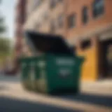 Cityscape with dumpster rental location