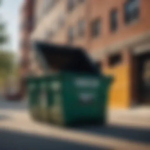 Cityscape with dumpster rental location