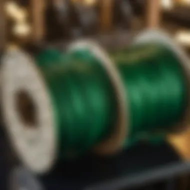 Close-up of eco-friendly green electric wire spools