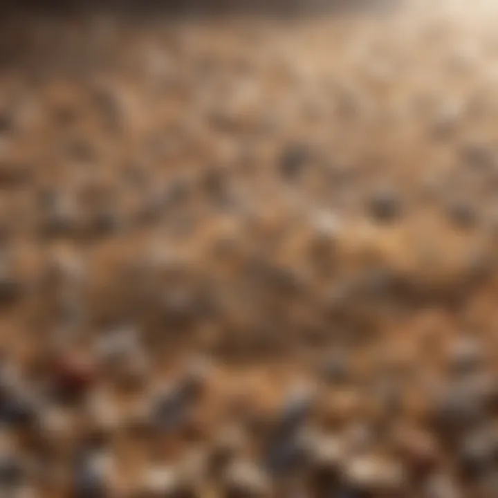 Close-up of gravel texture in natural lighting