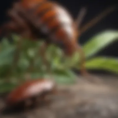 The Effect of Peppermint on Cockroach Behavior Cockroach near a peppermint plant, indicating a natural deterrent