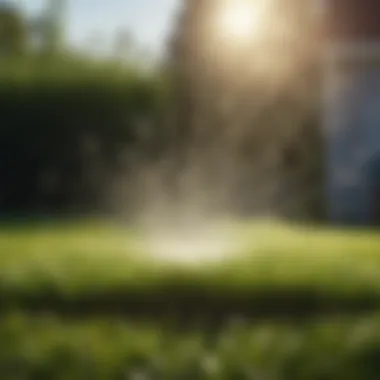 Precise Watering of New Grass Seeds Meticulously watering newly planted grass seeds