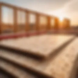 Weather-resistant OSB board in construction site