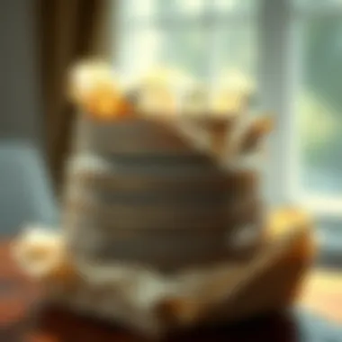 Protective Methods for Packing Dishes Stacked dishes cushioned with wrapping materials