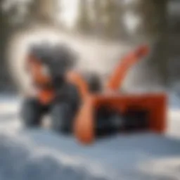 Snow blower attachment for Husqvarna lawn tractor in action