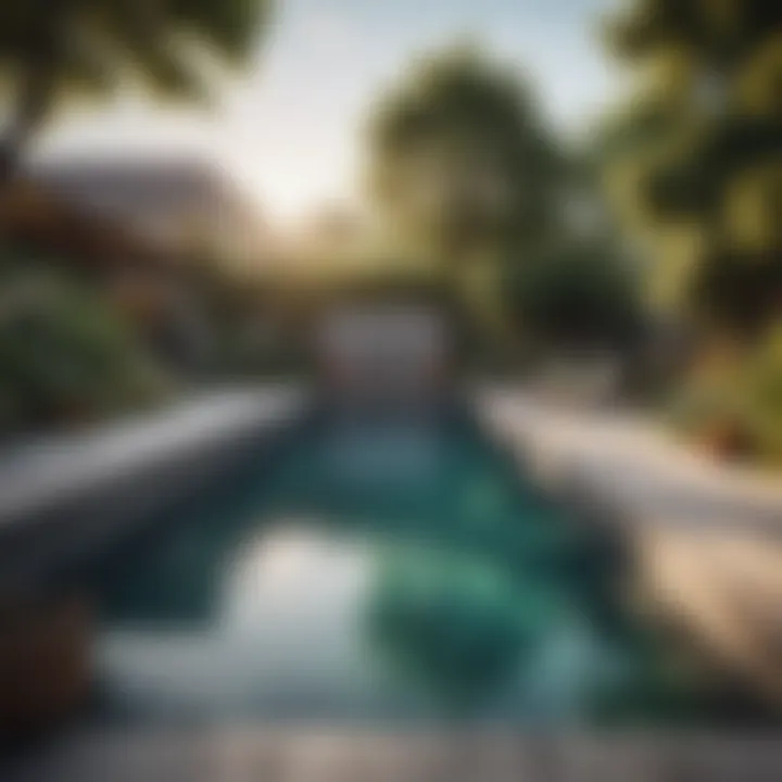 Beautifully landscaped backyard featuring a concrete pool