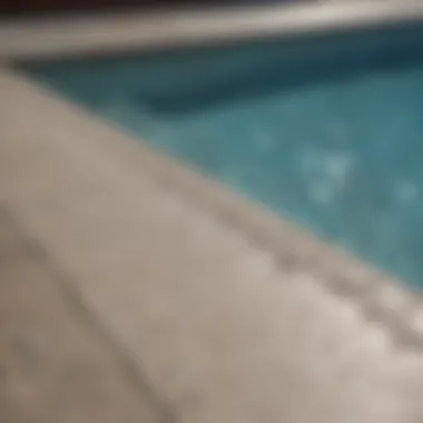 Close-up of the textured surface of a concrete pool