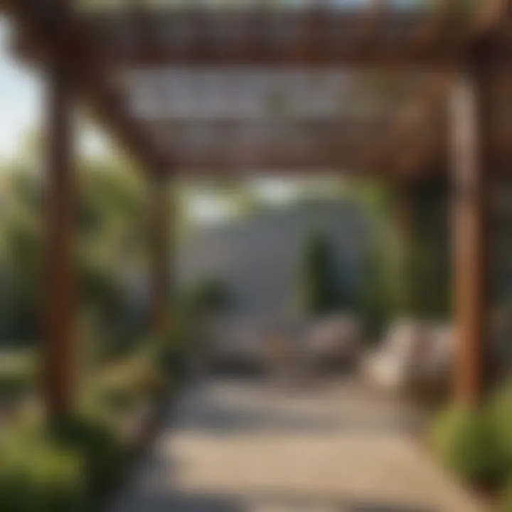 Step-by-step construction of a pergola illustrating techniques and tools.