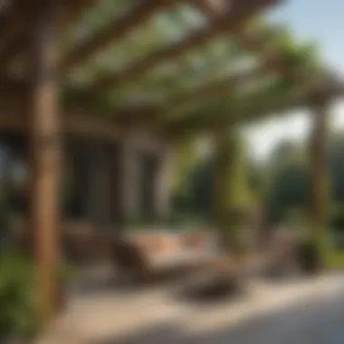 Integration of Pergola with Outdoor Spaces A well-maintained pergola integrated with lush greenery and outdoor furniture.
