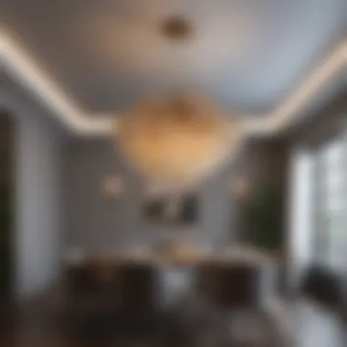 Stylish Ceiling Fixtures Stylish ceiling fixtures illuminating a contemporary dining area