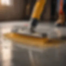 Concrete floor finishing tools array