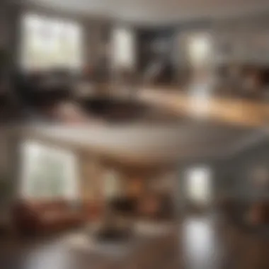 Transformation of a Living Space Post-Renovation Before and after comparison of a remodeled living space
