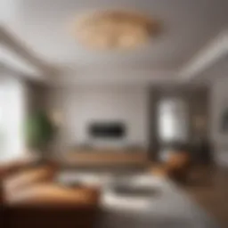 Elegant ceiling light installation in a modern living room