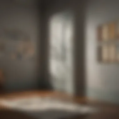 Interior room with paint swatches on walls