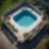 Aerial view of an inground pool installation site