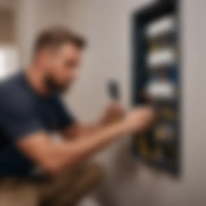 Electrician Installing Ethernet Outlet