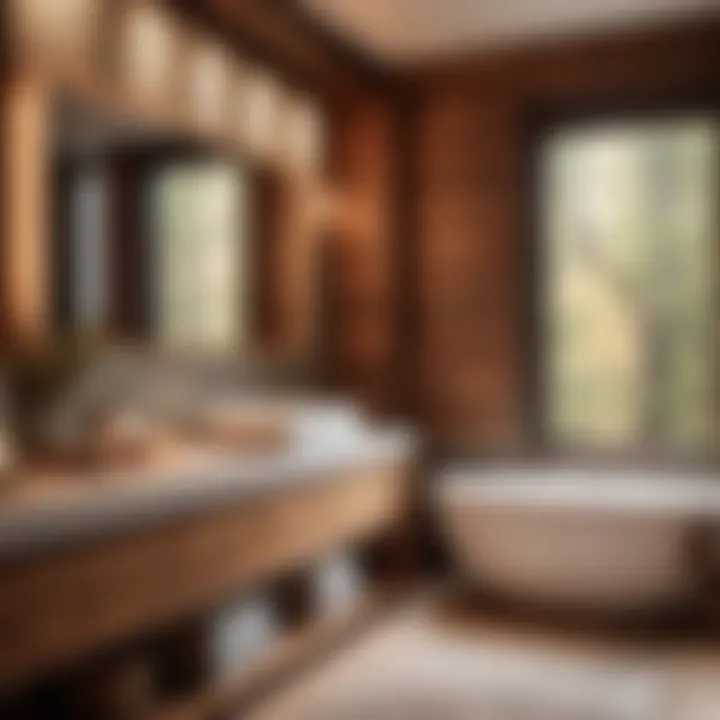 Cozy bathroom remodel with warm wood tones and soft textures