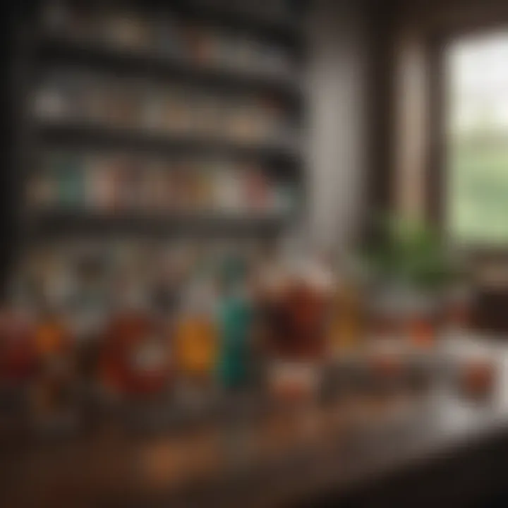 Stylishly presented assortment of beverages ready for entertaining guests