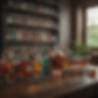 Beverage Collection for Guests Stylishly presented assortment of beverages ready for entertaining guests