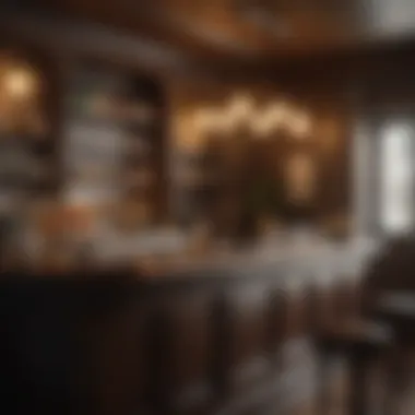 Charming Bar Atmosphere An inviting home bar with ambient lighting and decorative elements
