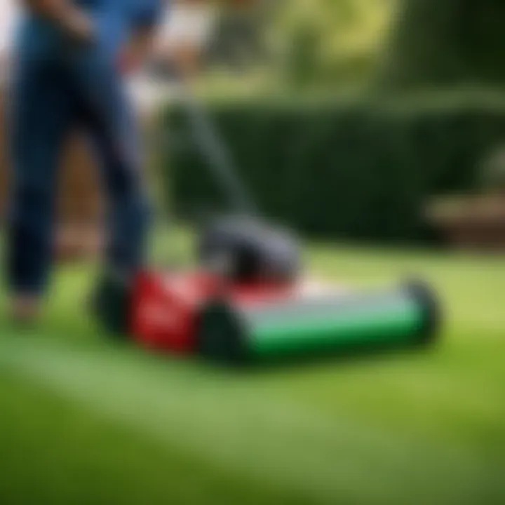 Craftsman lawn roller in action creating a smooth surface