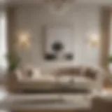 Cream suede couch in elegant living room