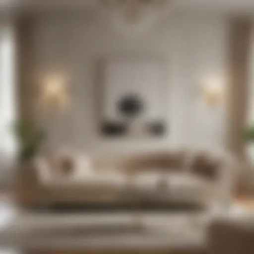 Cream suede couch in elegant living room