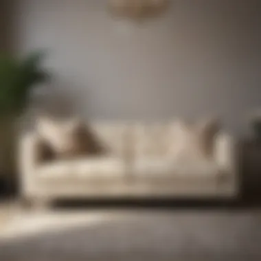 Chic Styling of a Cream Suede Couch with Neutral Hues Cream suede couch styled with neutral tones