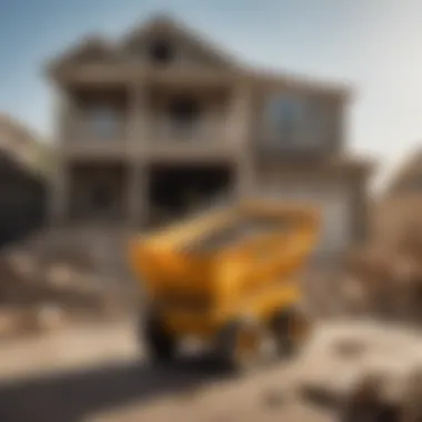 Debris removal cart amidst a partially demolished house