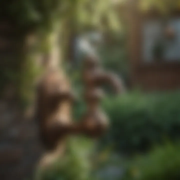 Elegant vintage spigot in a lush garden setting