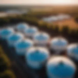 Aerial view of propane storage tanks